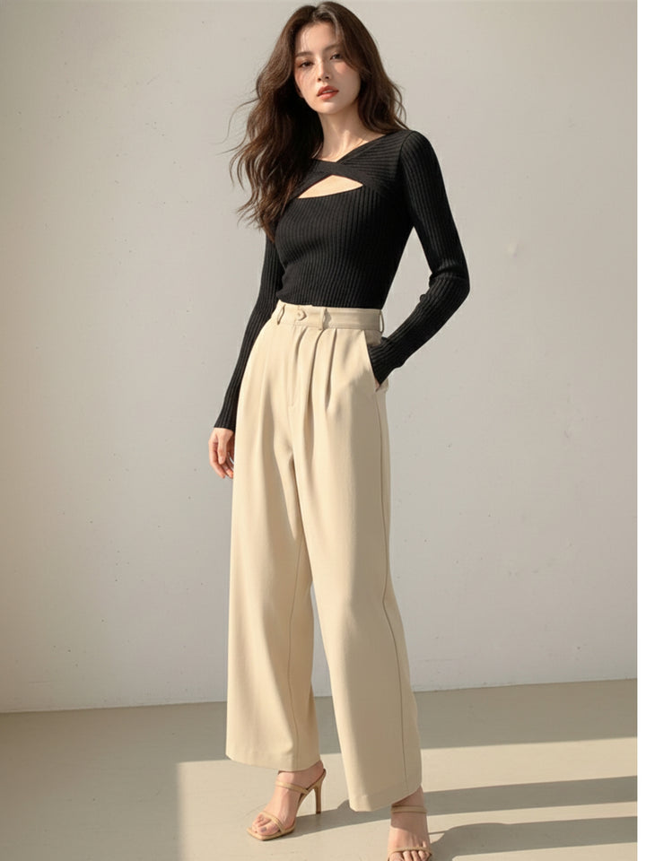 Black Flat Wrap Cut Out Top