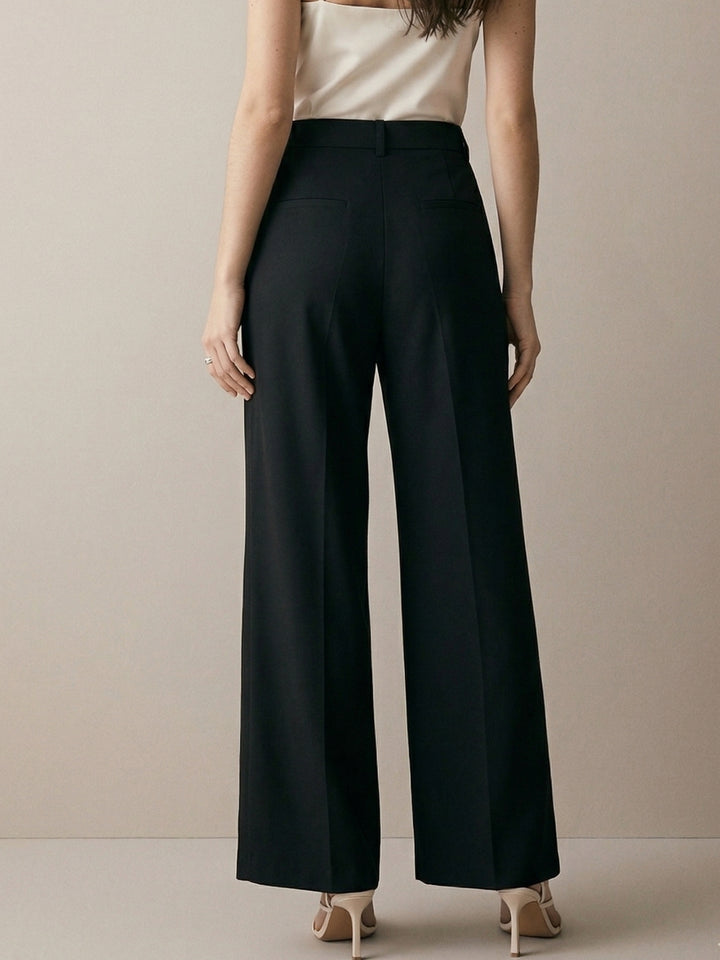 Black High Waist Slim Trousers