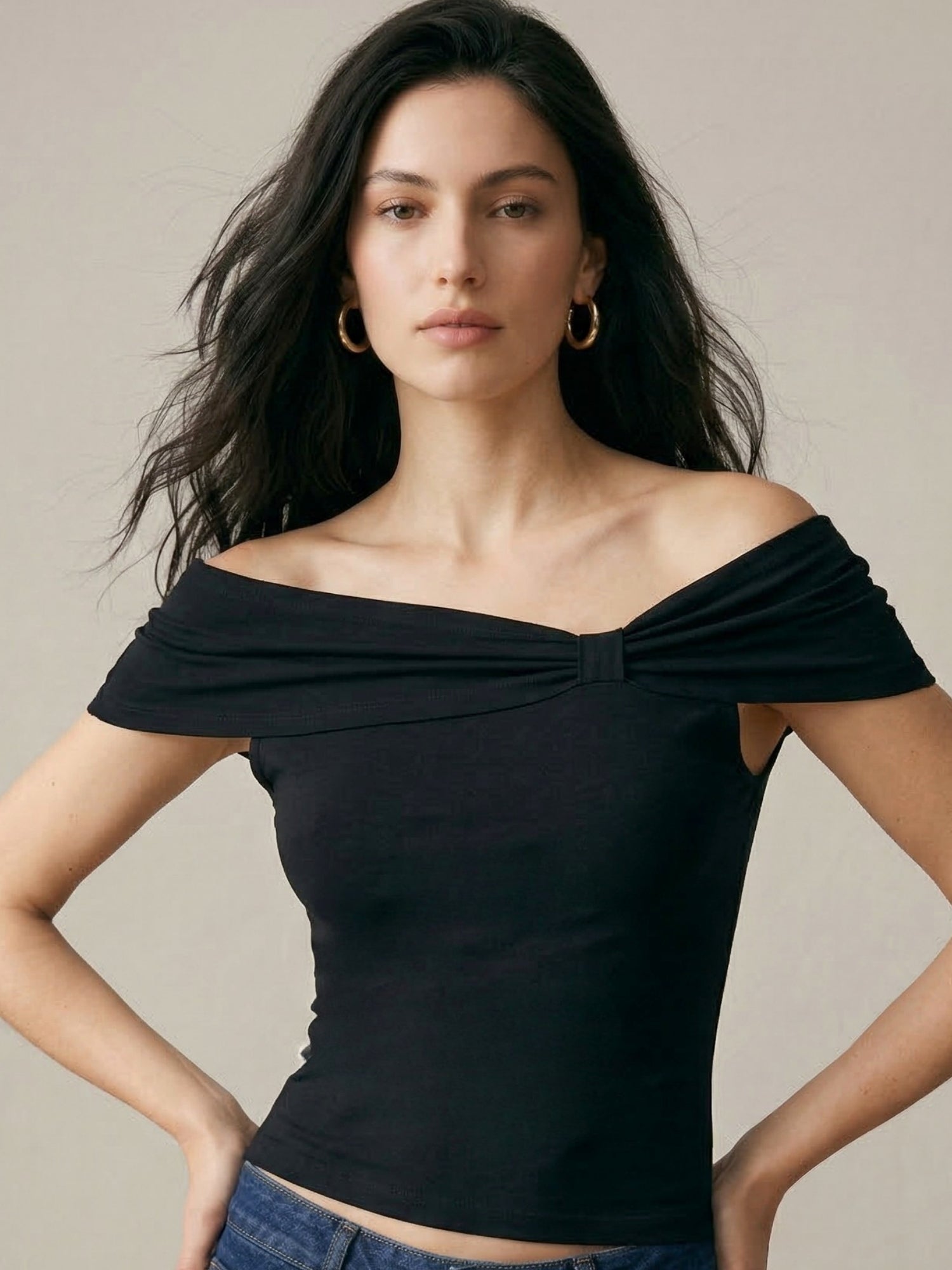 Navy Blue Asymmetric Top