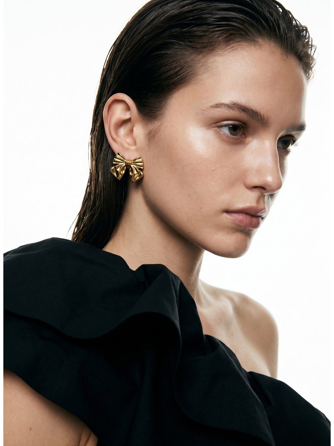 Gold Bow Metal Earrings