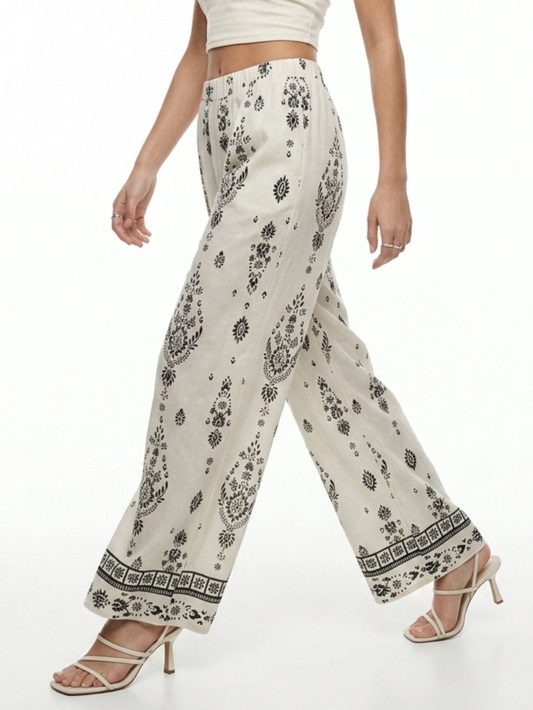 Off White High Waist Printed Trouser