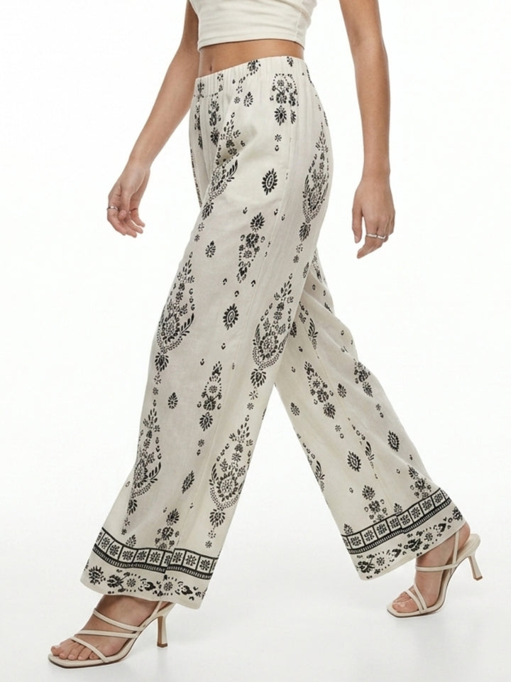 Off White High Waist Printed Trouser
