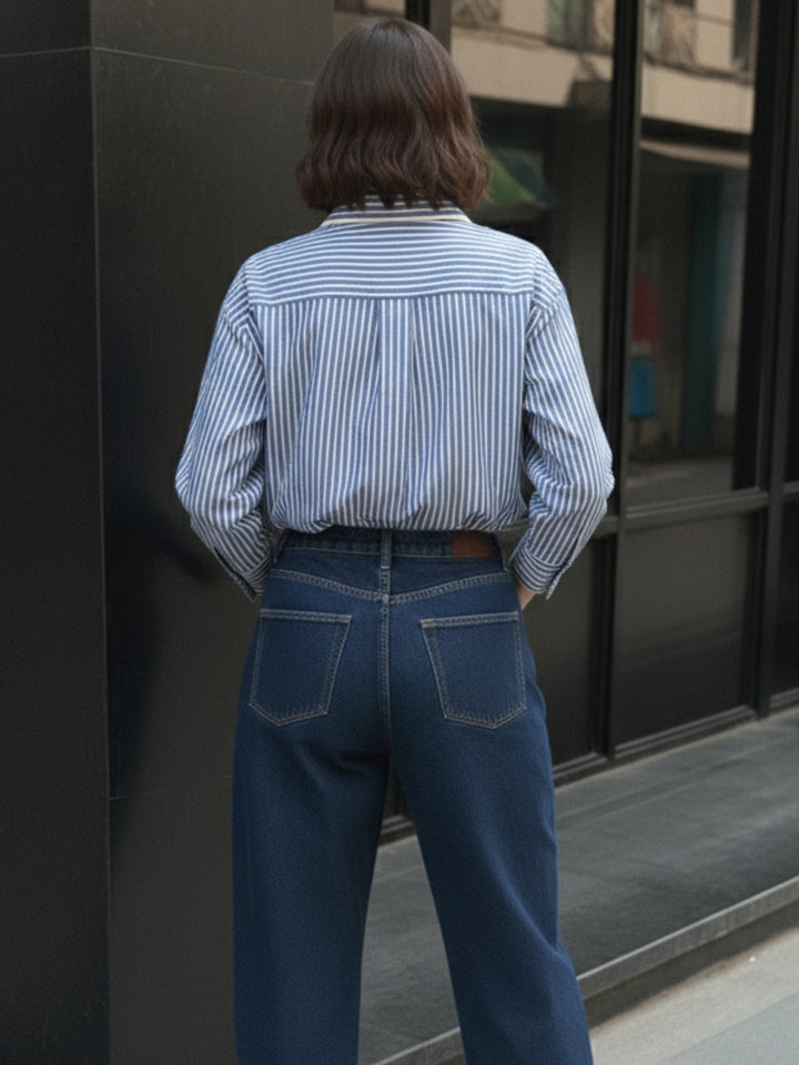 Blue Oversized Stripe Shirt