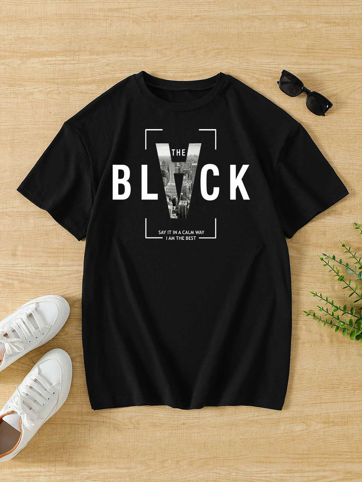 Black Graphic Regular Tshirt