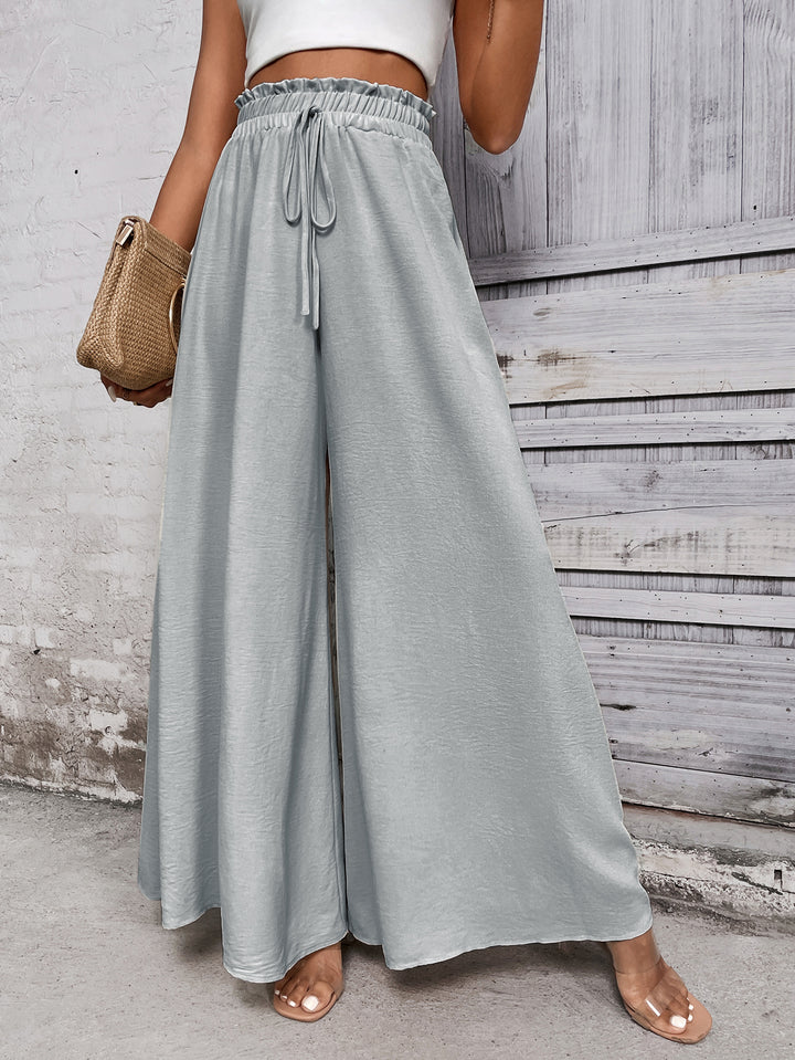 Grey Smocked Waist Pull Up Trouser