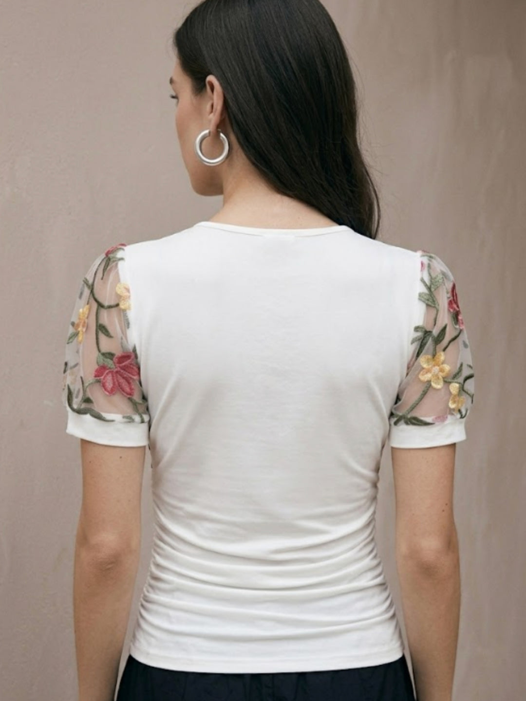 White Top With Floral Embroidery Detail