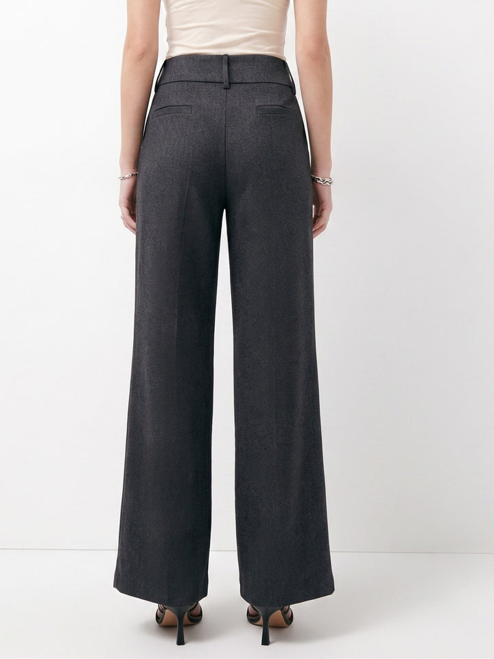 Grey High Waisted Solid Trouser