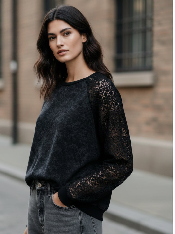 Black Full Sleeve Round Neck Top