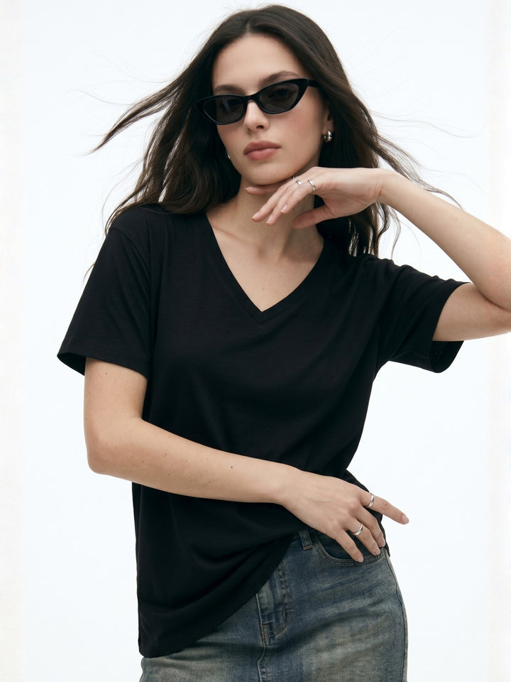 Black V Neck Oversize Tshirt