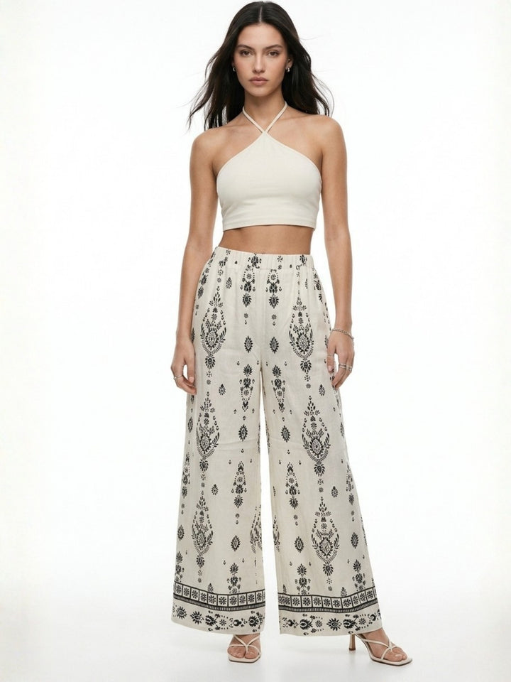 Off White High Waist Printed Trouser