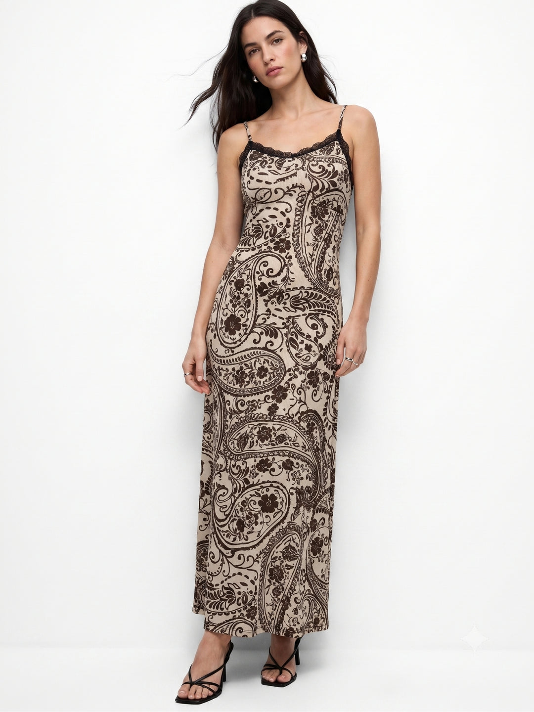 Multi Strappy Printed Maxi Dress