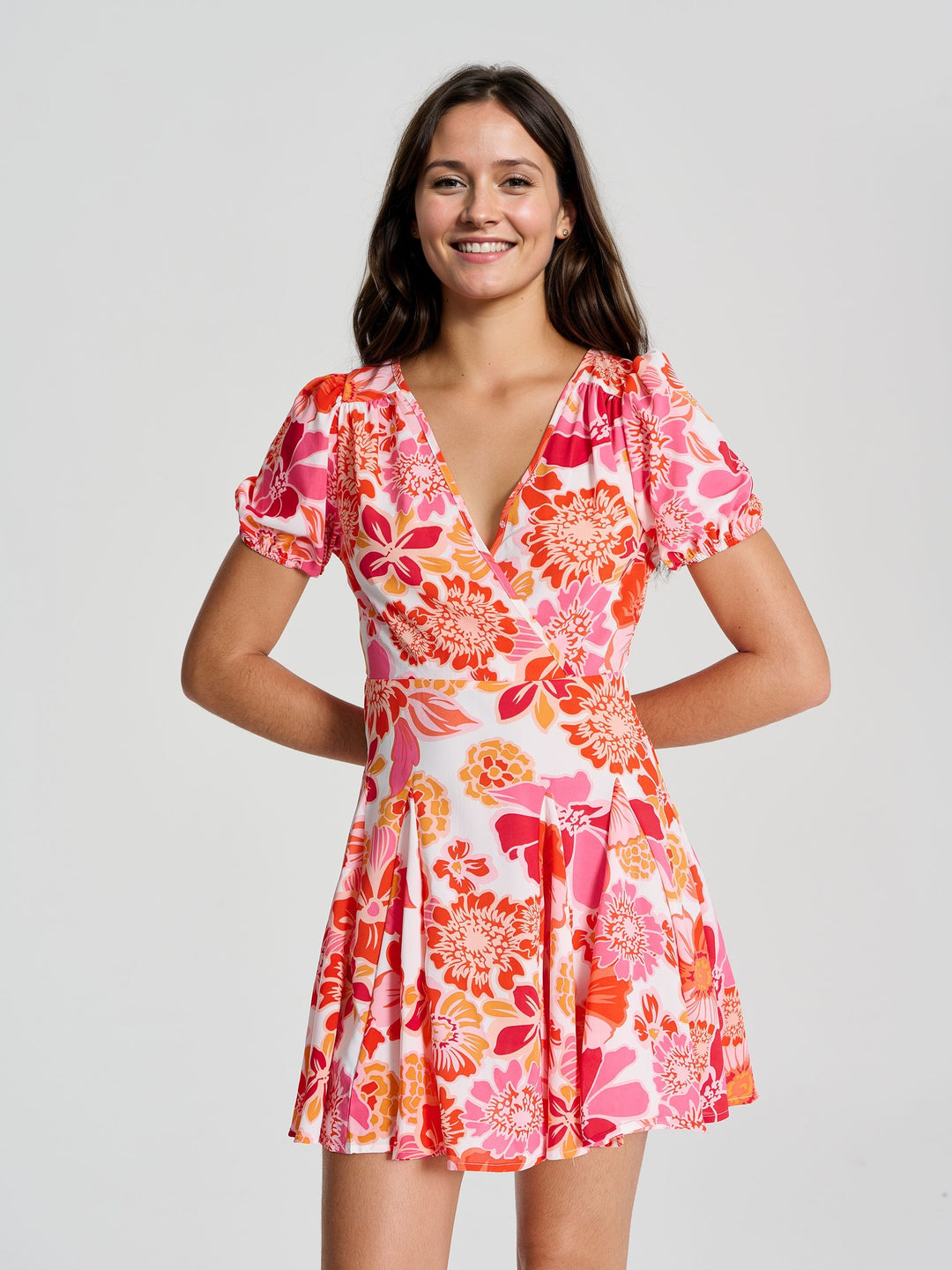 Multi Fit And Flare Dress With Wrap Detail