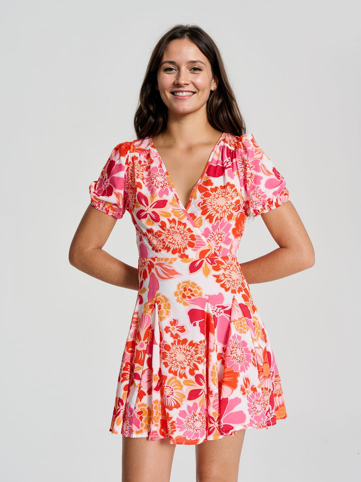 Multi Fit And Flare Dress With Wrap Detail