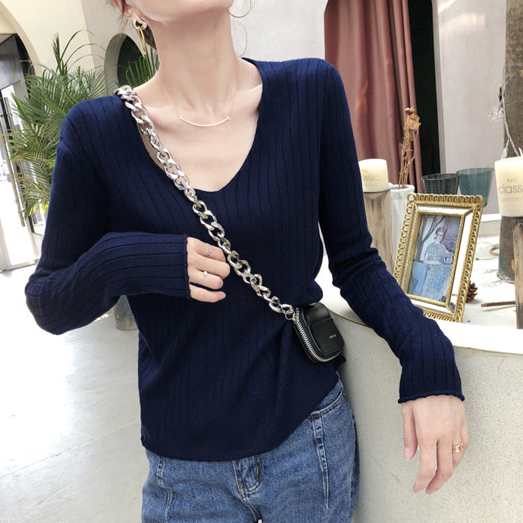 Plunge Neck Navy Top