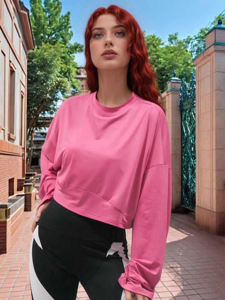 Pink Full Sleeve Boxy Sweatshirt