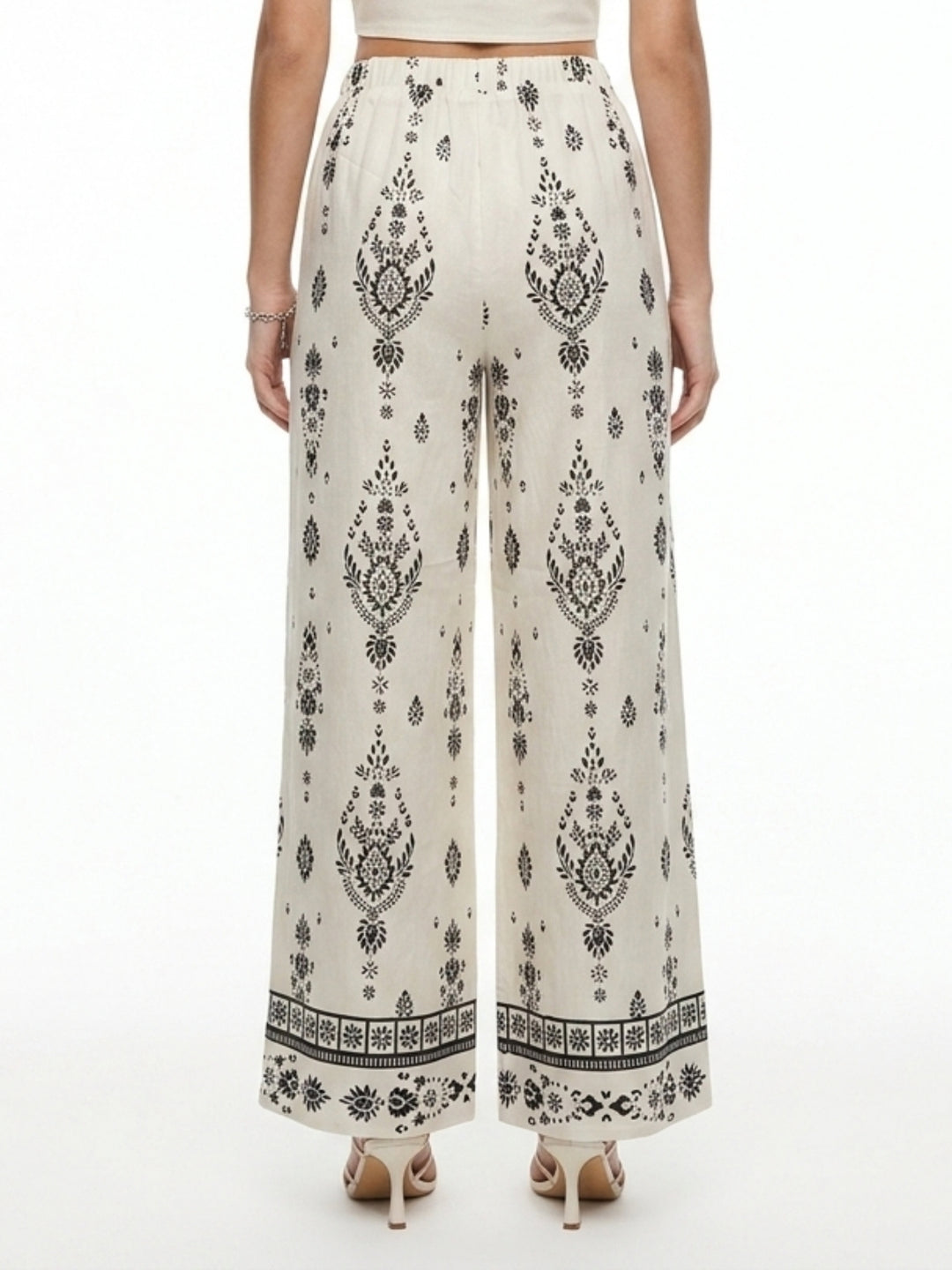 Off White High Waist Printed Trouser