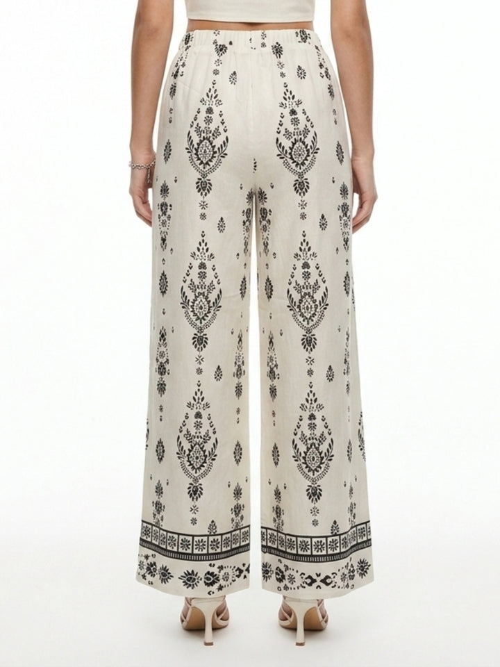 Off White High Waist Printed Trouser