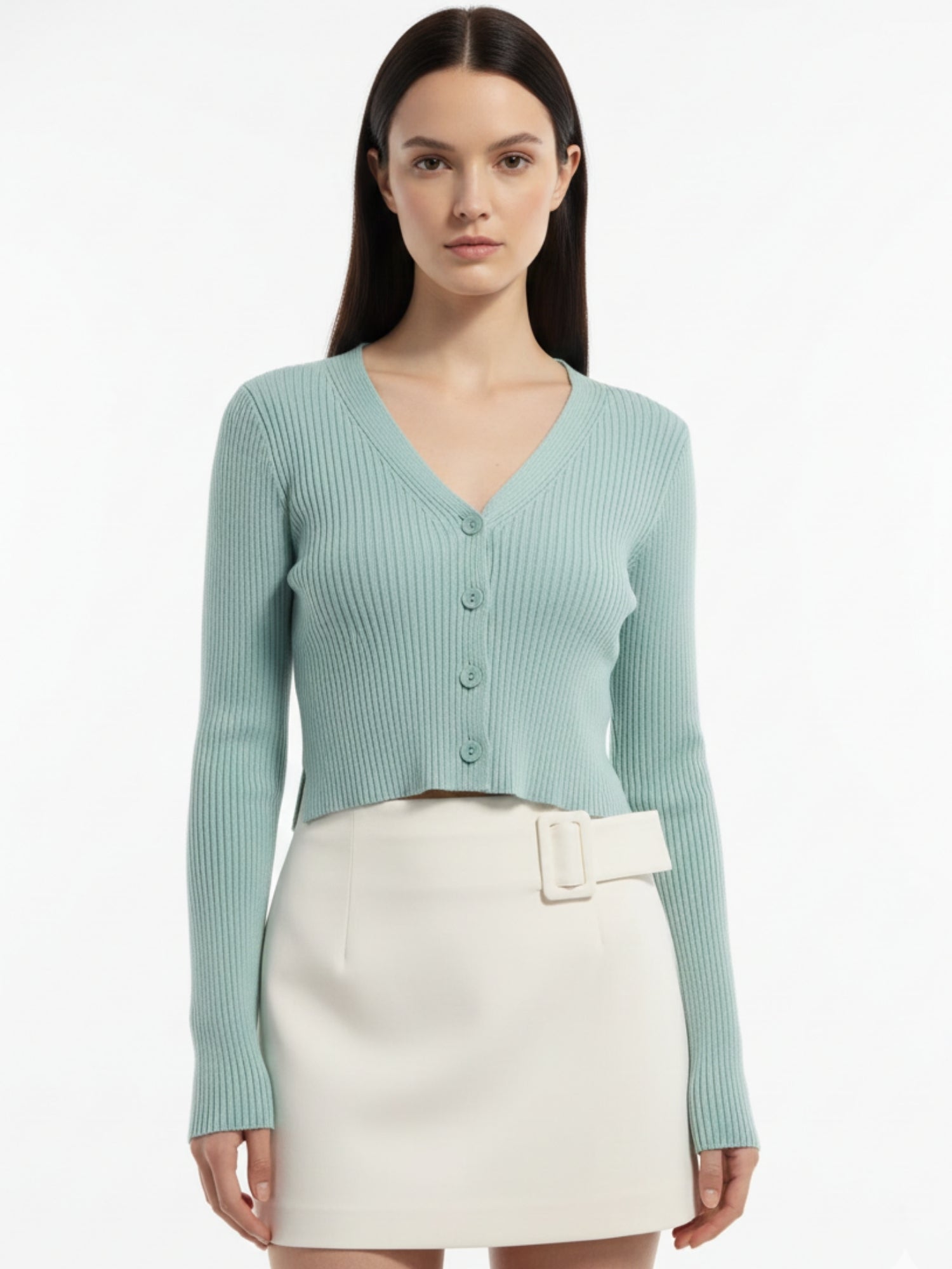 Sea Green Full Sleeve Buttoned Cardigan
