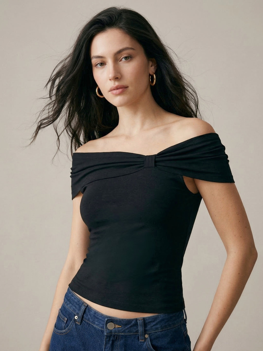 Navy Blue Asymmetric Top