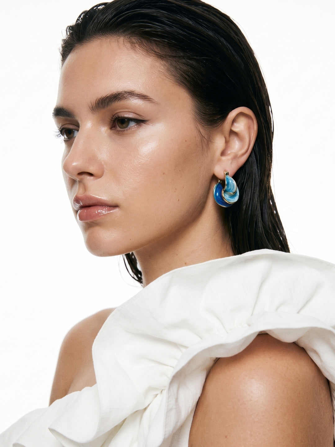 Blue Twisted Textured Metal Earrings