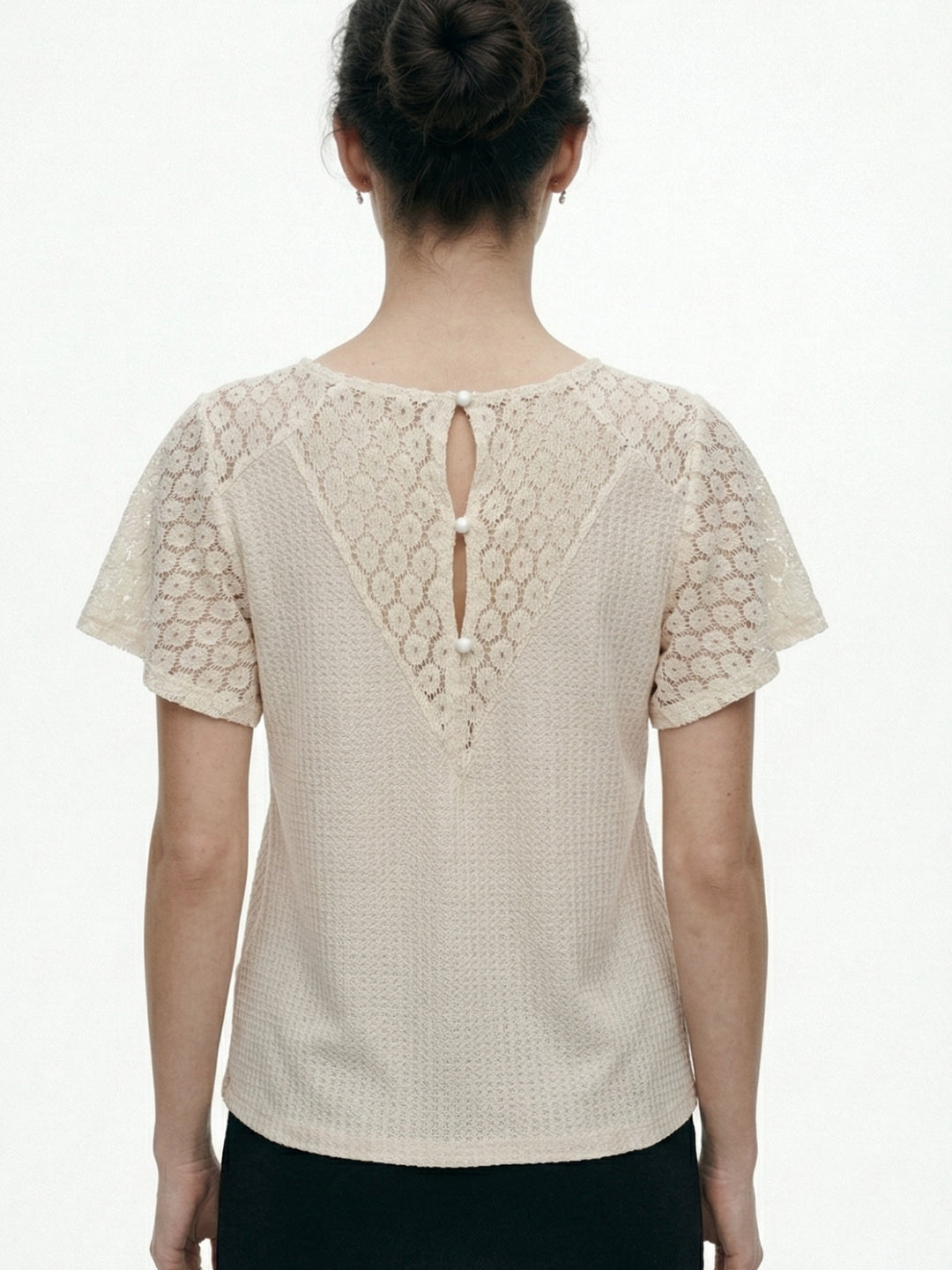 White Bell Sleeve Textured Top