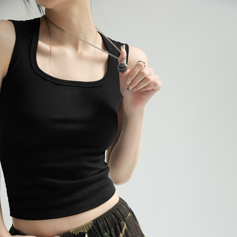 Black Scoop Neck Tank Top