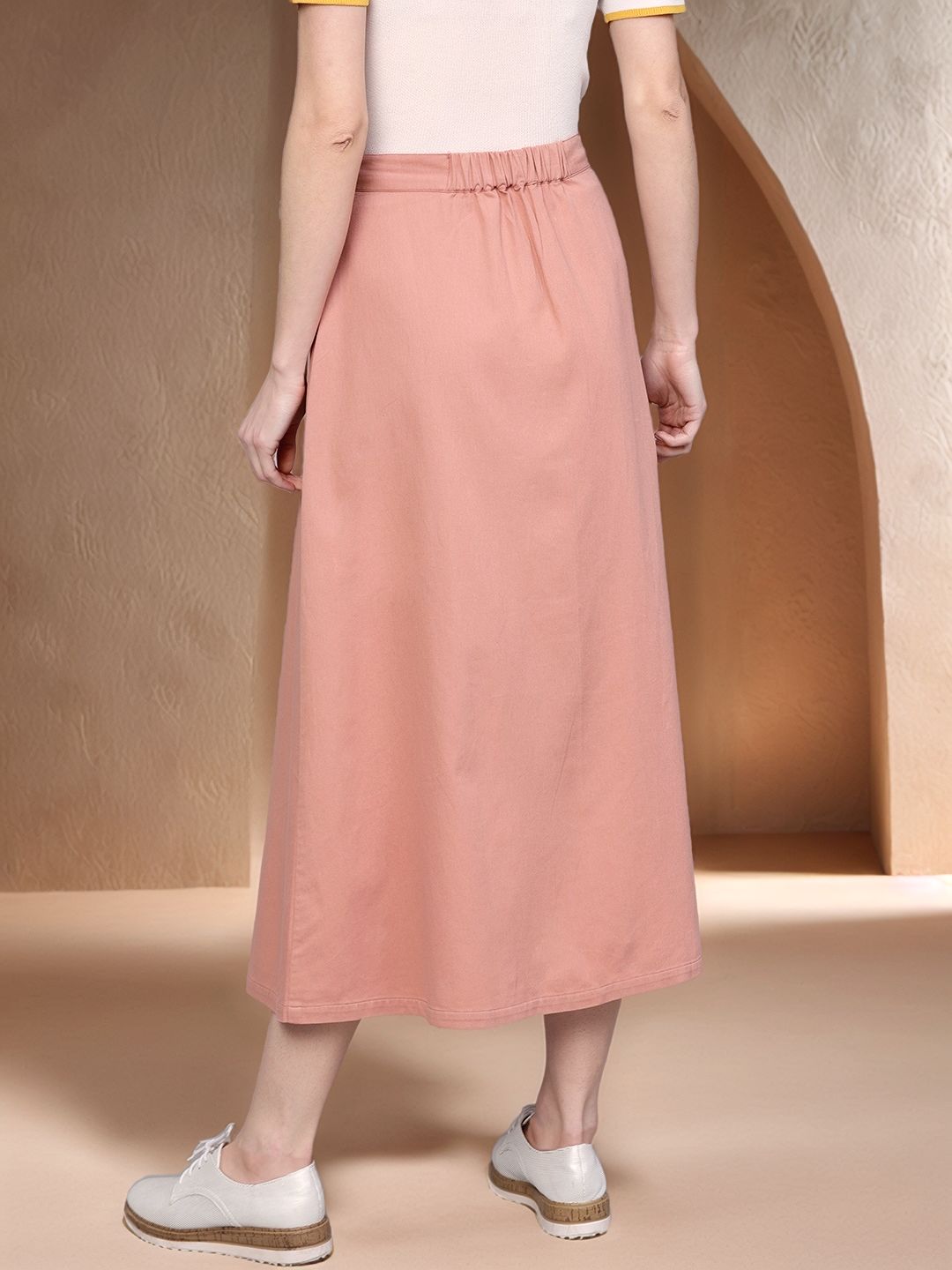 Pink High Waist Front Buttoned Skirt