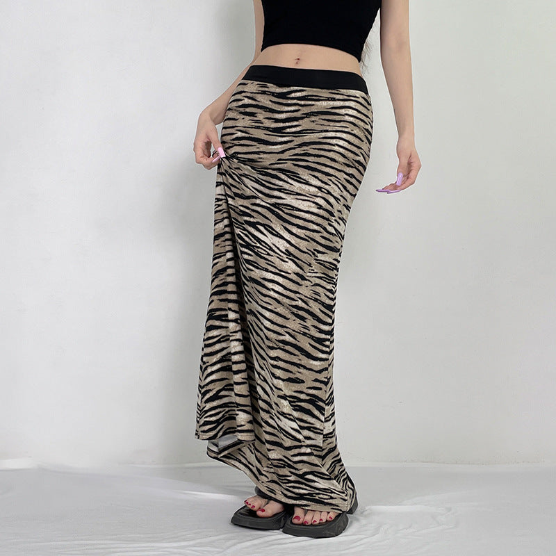 Brown Animal Printed Maxi Skirt
