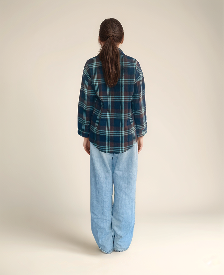 Blue Checkered Long Sleeve Shirt