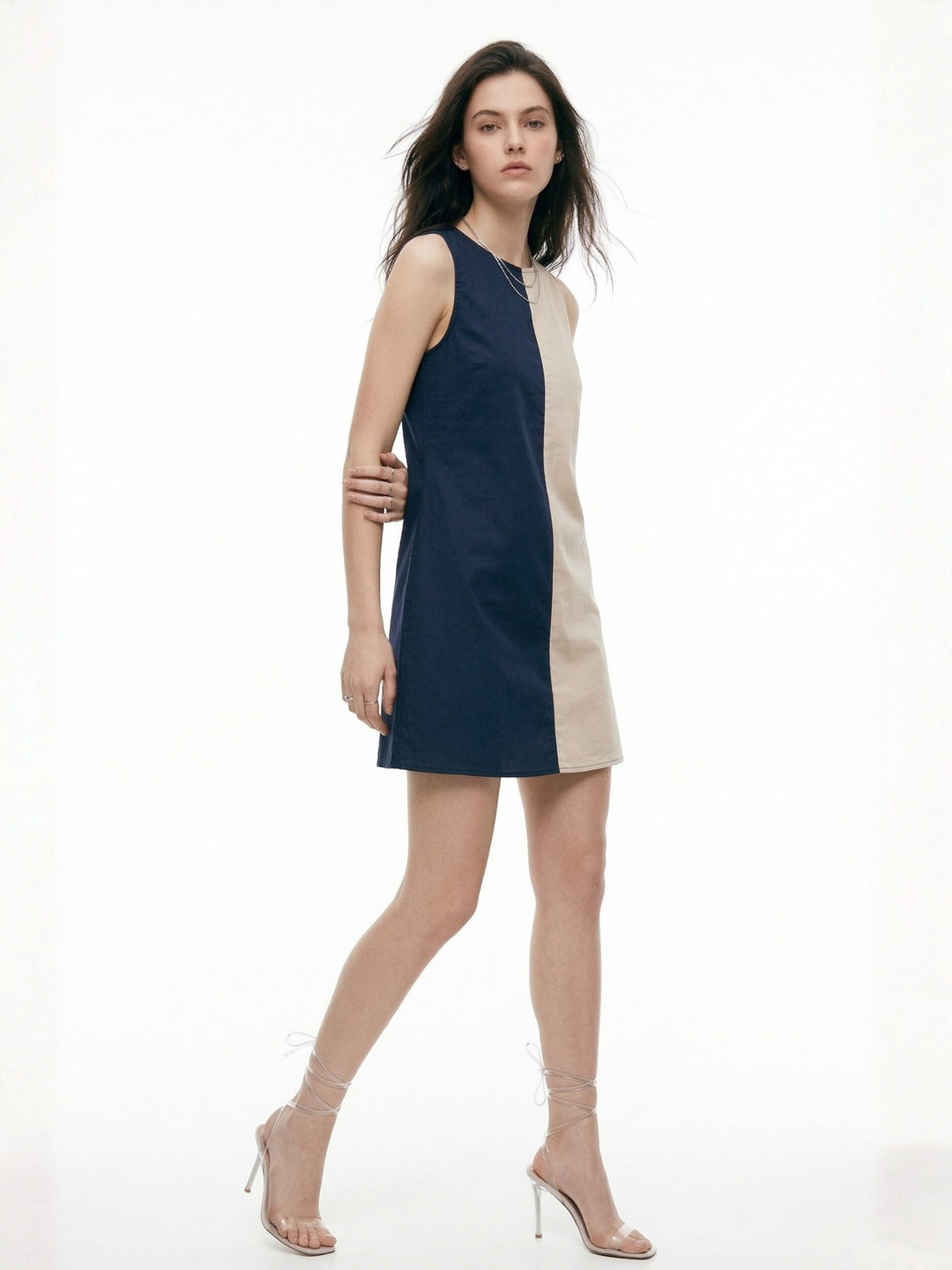 Multi Half And Half Colour Blocked Mini Dress