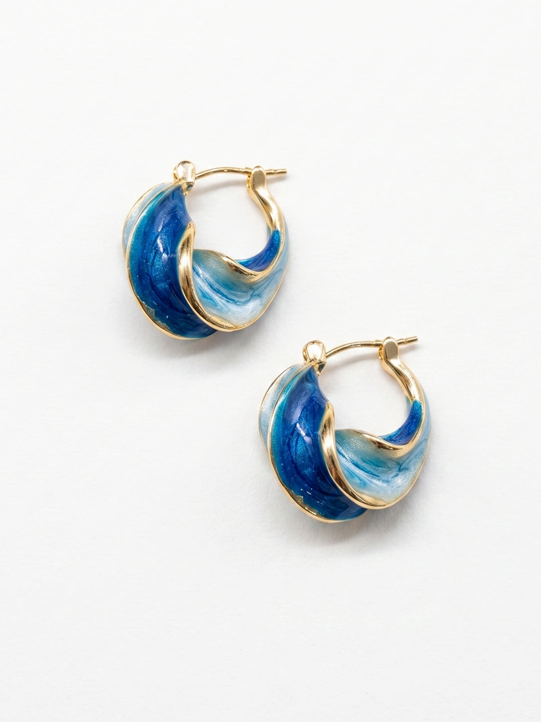 Blue Twisted Textured Metal Earrings