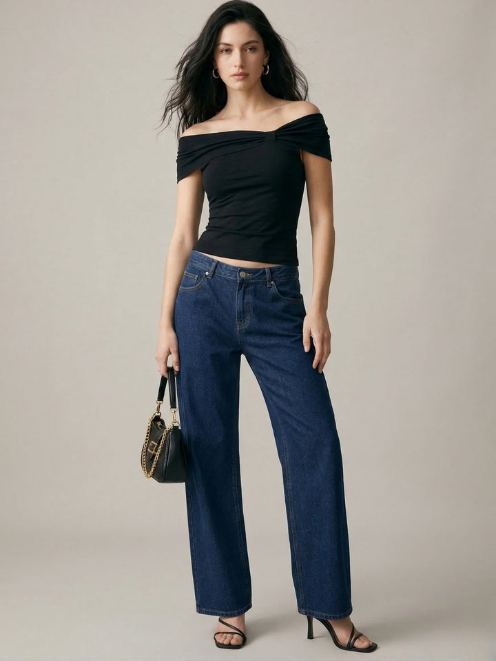 Navy Blue Asymmetric Top
