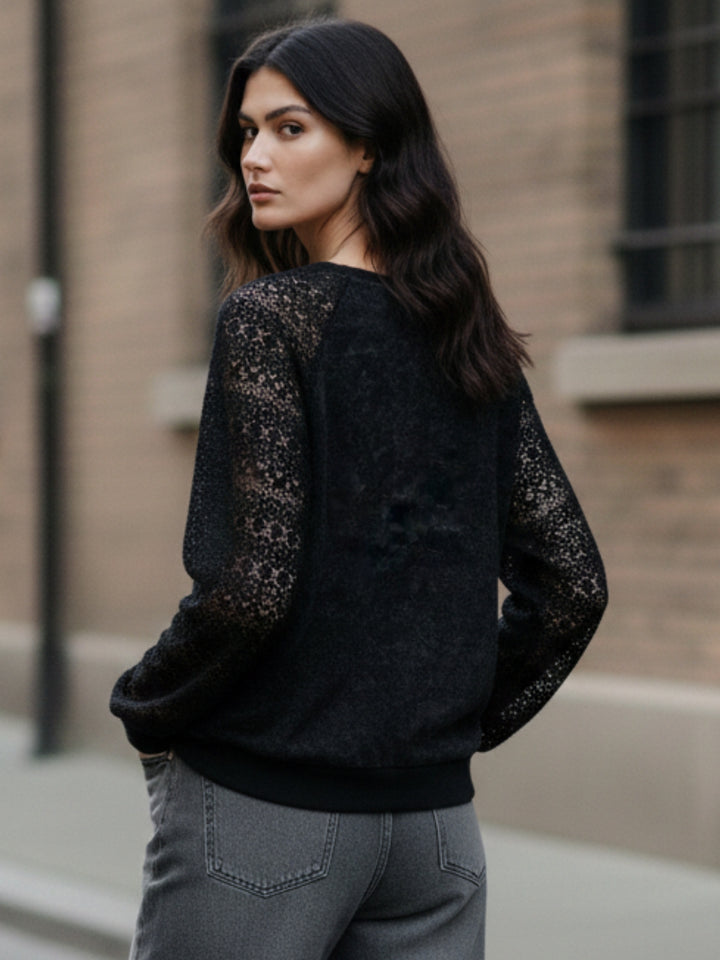 Black Full Sleeve Round Neck Top