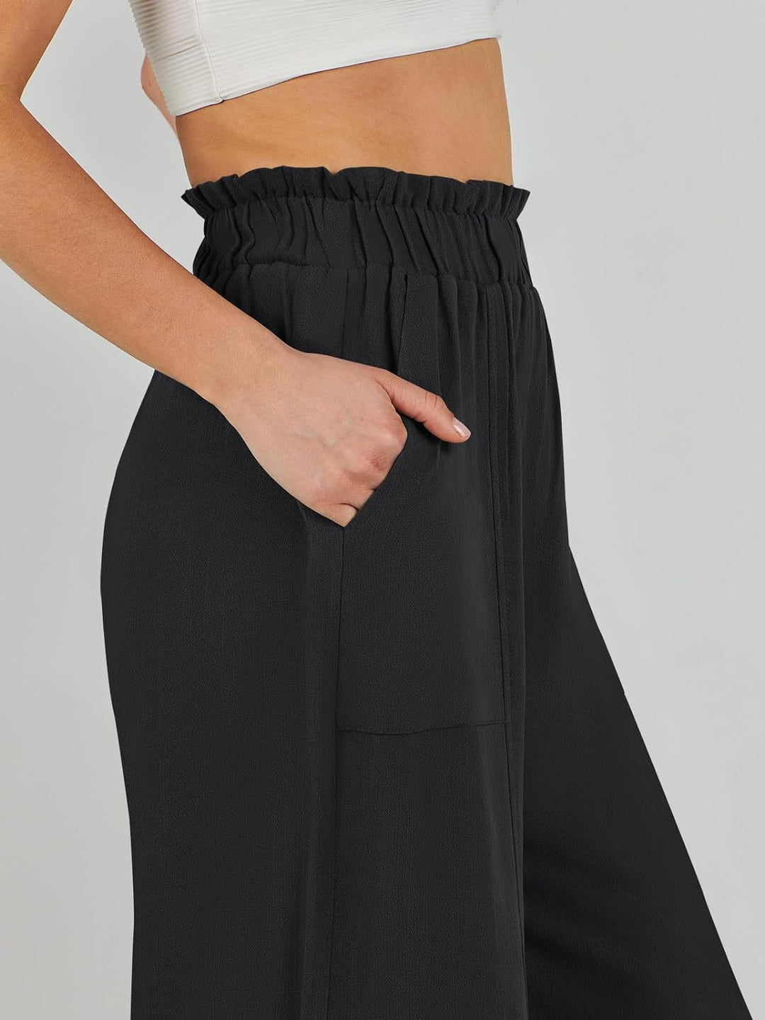 Black Elasticated Flare Trouser