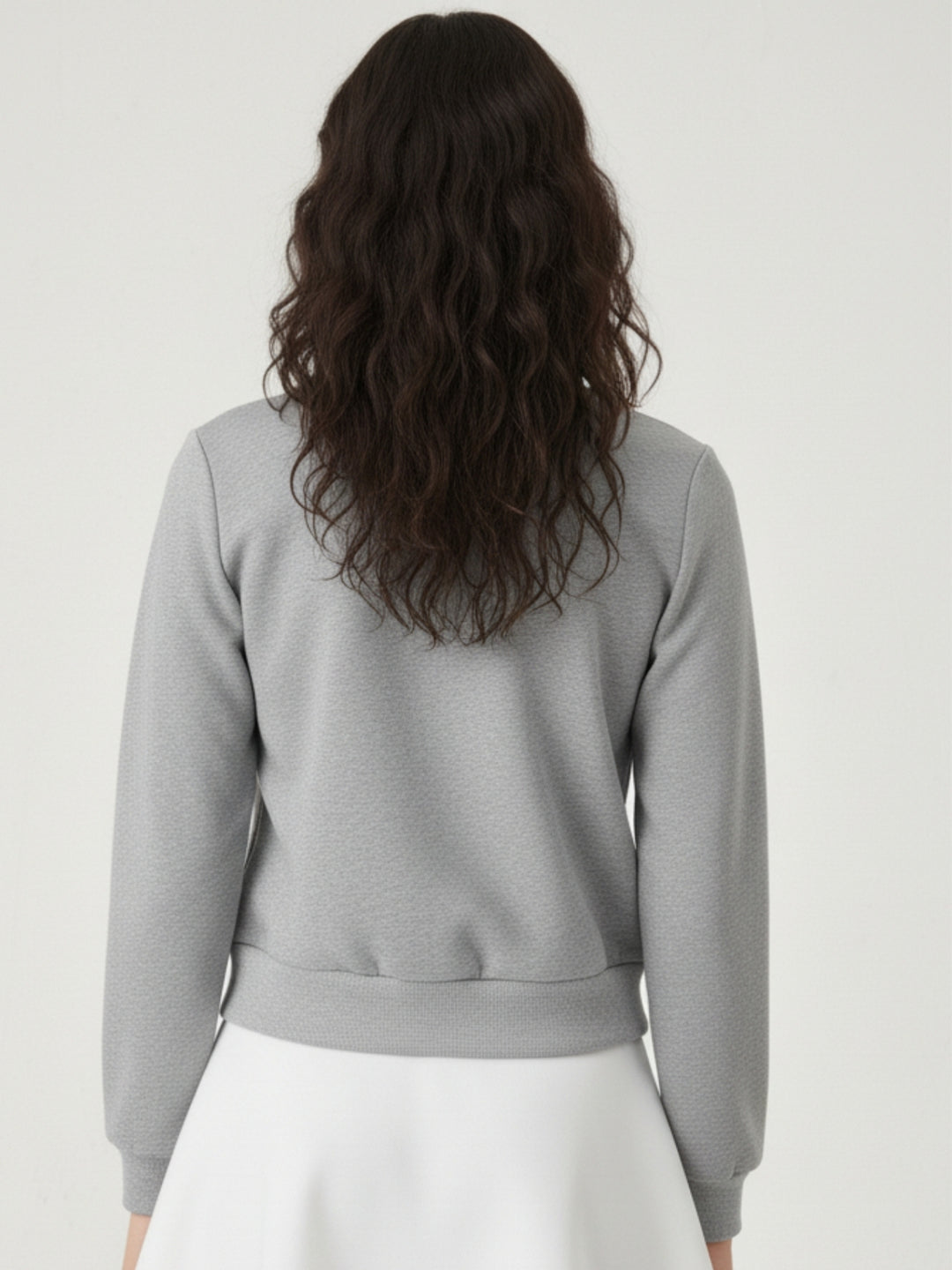 Grey Full sleeve front zip jacket