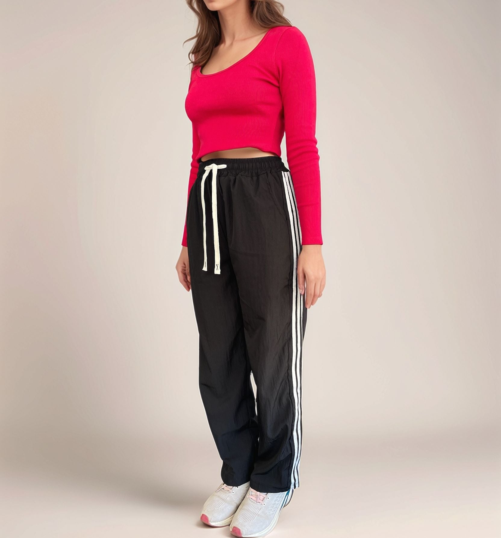 Black Contrast White Striped Jogger