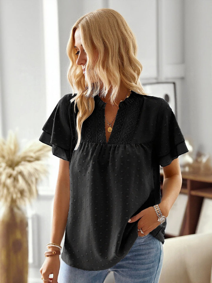 Black Top With Ruffle Sleeve