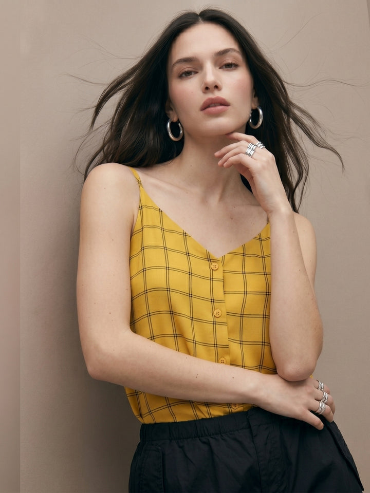 Yellow Checkered Cami Top