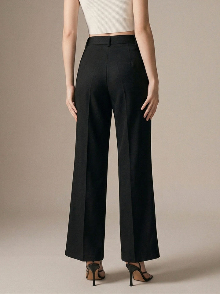 Black Wide Leg Solid Trousers