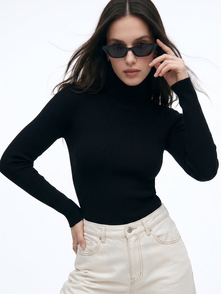 Black Turtle Neck Top
