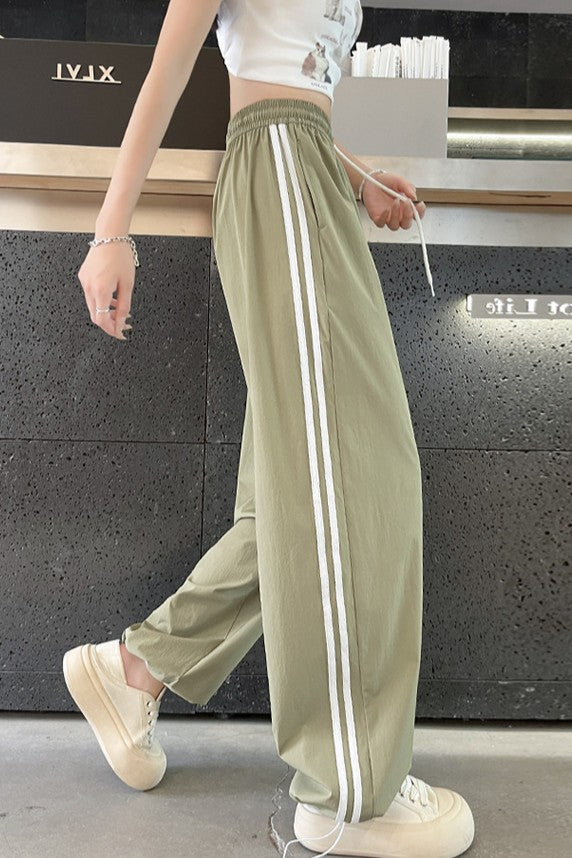 Khaki Stripe Drawstring Joggers