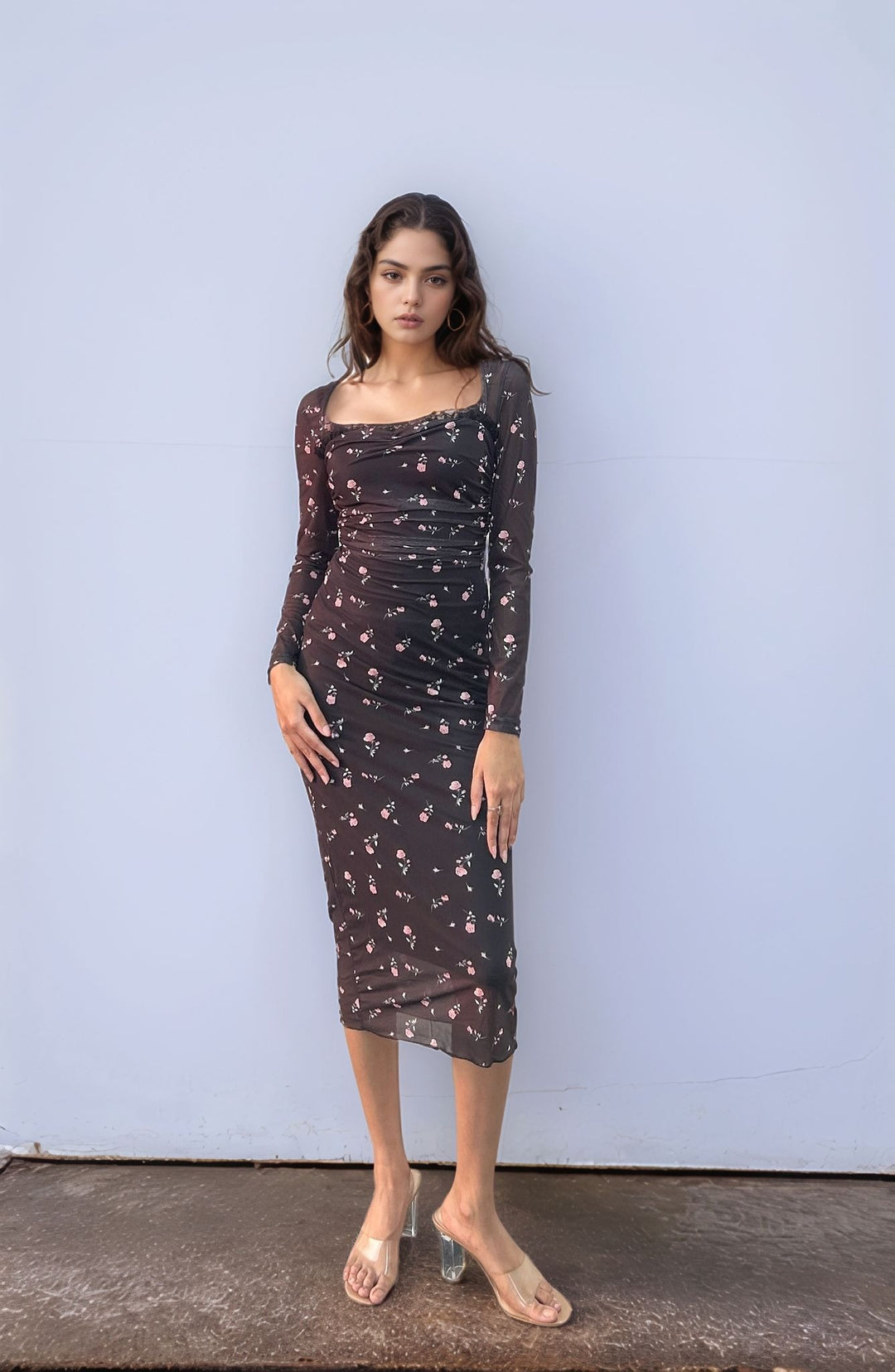 Black Sweetheart Lace Neckline Dress
