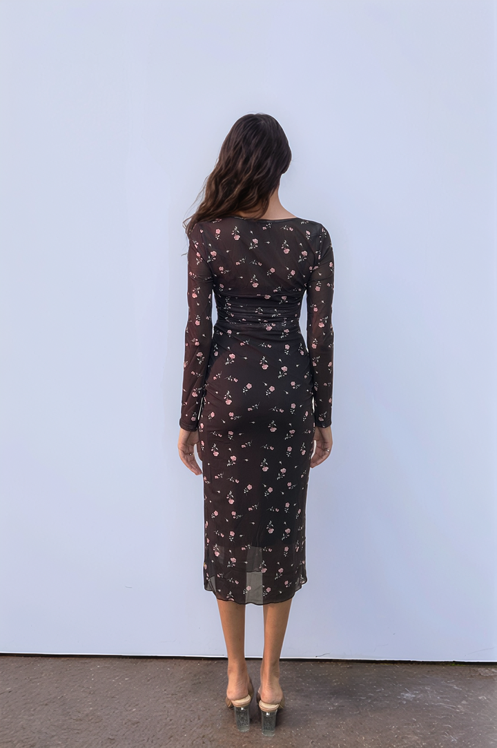 Black Sweetheart Lace Neckline Dress
