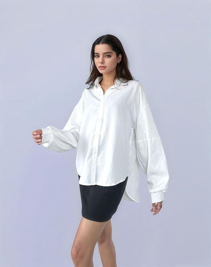 White Full Sleeve Oversized Shirt