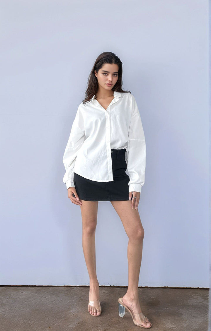 White Full Sleeve Oversized Shirt