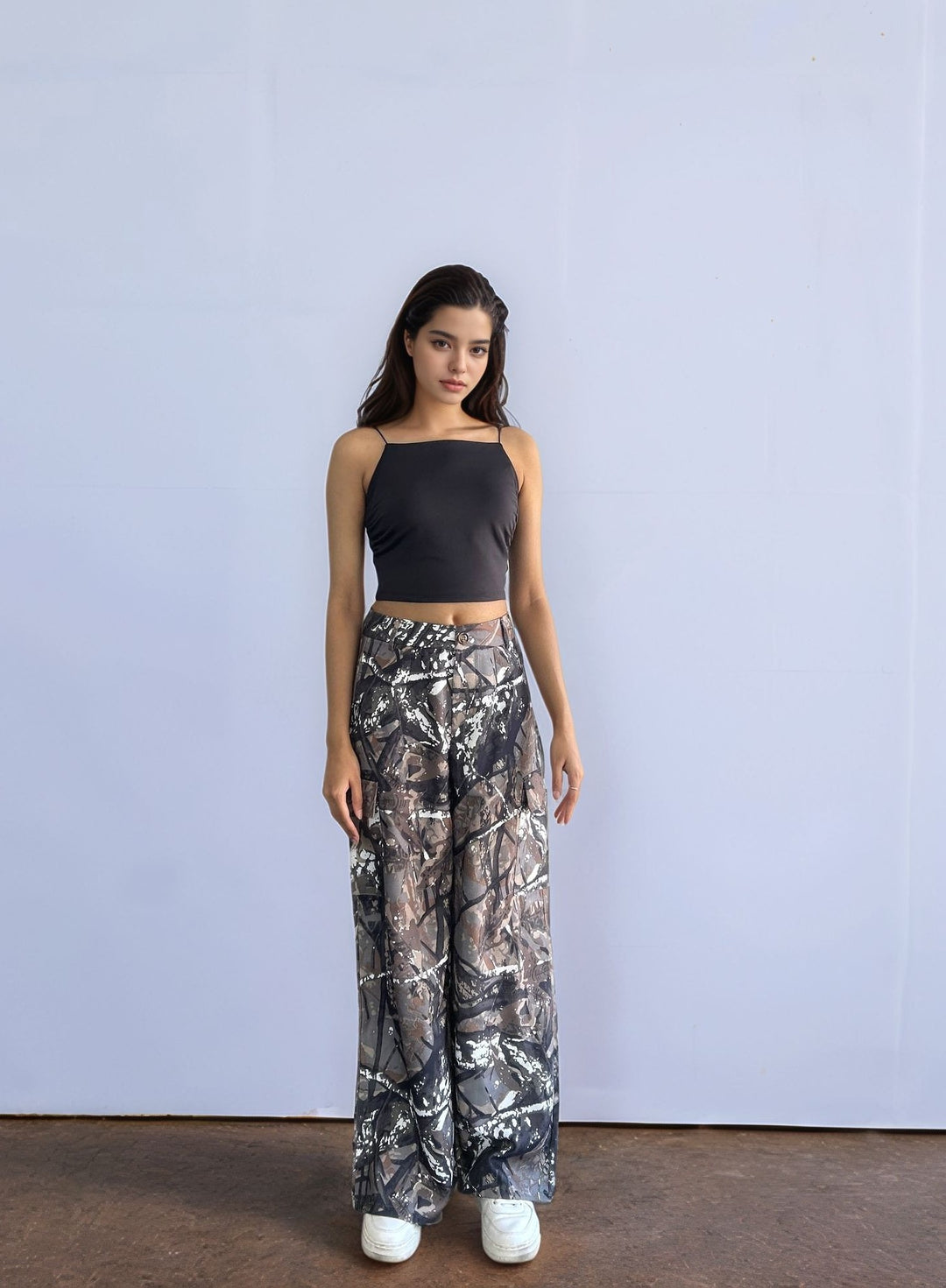 Grey Paint Splatter Patterned Pant
