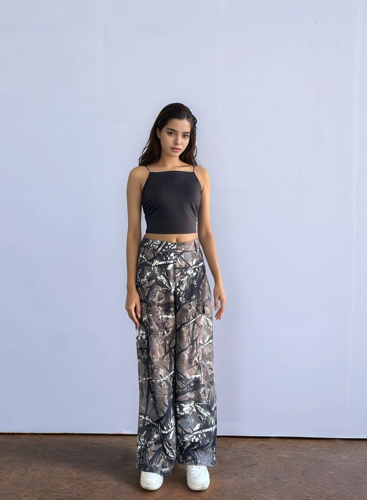 Grey Paint Splatter Patterned Pant