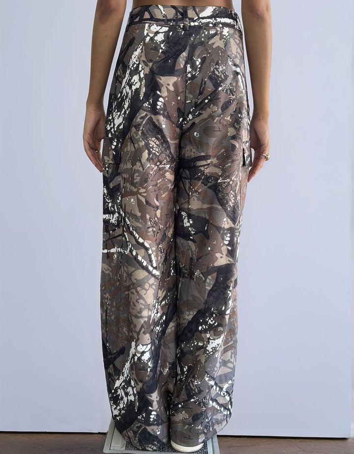 Grey Paint Splatter Patterned Pant