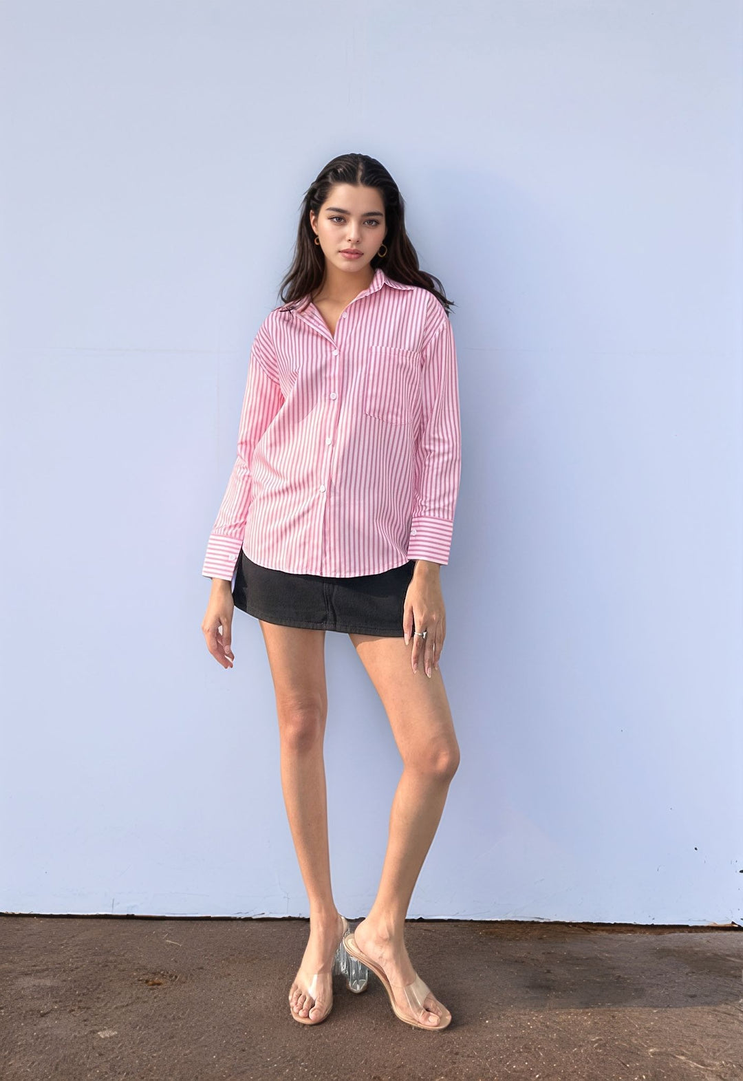 Pink Relaxed Striped Shirt