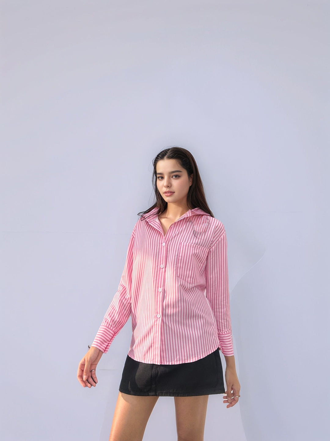 Pink Relaxed Striped Shirt